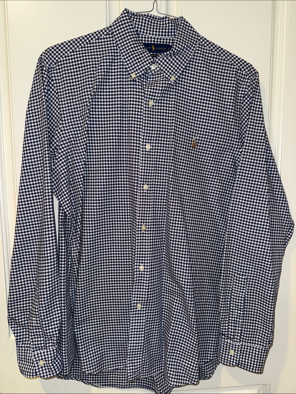 Polo by Ralph Lauren Navy & White Gingham Button-Down Shirt. Never worn size L